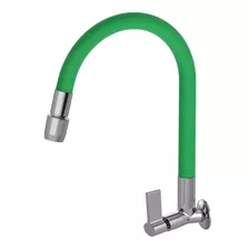 Torneira Tubo Flexível Parede Cozinha Verde Luxo Metal