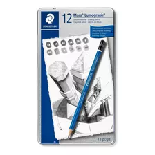 12 Lapices Dibujo Staedtler Mars Lumograph Profesional Lata