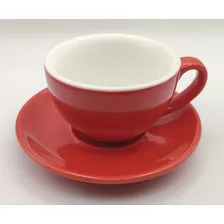 Taza Y Plato Barista 5oz Cafe De Especialidad Flatwhite Roja