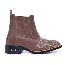 Bota Feminina Botina Country Montaria Cano Curto Em Couro