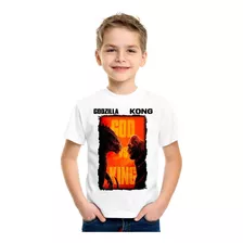 Camisa Camiseta Infantil King Kong X Goidzilla Criança A