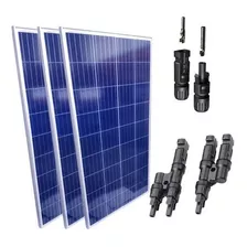 Kit 3 Placa Solar 150w Com Conector Y - Ligação Em Paralelo