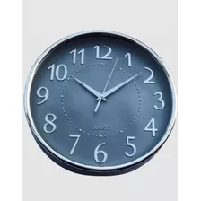 Reloj Pared Circular Borde Plateado 30x4,5 Cms Casa Decora