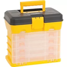 Organizador De Plástico 4 Bandejas E 1 Compartimento Vonder Cor Preto/amarelo