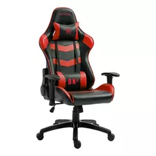 Cadeira De Escritório Draxen Dn3 Dn003 Gamer Ergonômica Preta E Vermelha Com Estofado De Couro Sintético