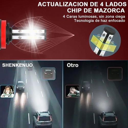 9005 H11 Kit De Focos Led De 4 Lados 11000lm Para Chevrolet Foto 5