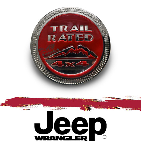 Emblema Logo Jeep Trail Rated Rojo O Negro Jeep 4x4 Wrangler Foto 10