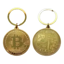 Chaveiro Bitcoin Dourado 4cm - Banhado A Ouro