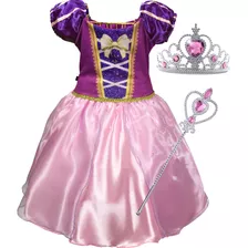 Vestido Princesa Roxo Infantil Menina Criança Confortável