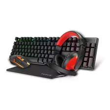 Kit Gamer Tedge Teclado + Mouse + Auriculares Color Negro