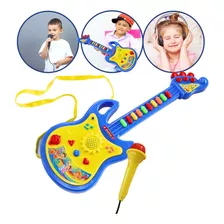 Guitarra Musical Infantil Microfone Voz 3 Modos Som Músicas