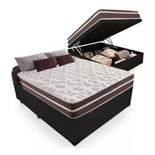 Cama Box Baú + Colchão Casal Molas Superlastic 138x188x52