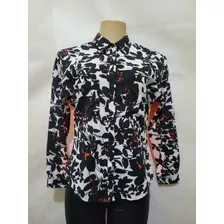 Blusa Camisete Plataforma Vogue Tam M Preto Laranja Branco