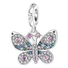 Charm Mariposa Circones Multicolor Plata Fina 925 