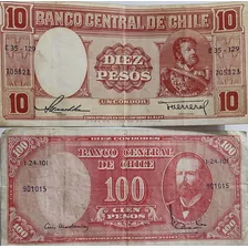 2 Billetes Chile 10 Maschke-00 Pesos Mackenna Ibañes(bb134