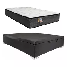 Sommier Cama Baúl 2 Plazas + Colchón Resortes Pocket 100 Kg 