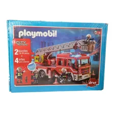 Rompecabezas Puzzle Playmobil Camion Bomberos 2 X 48 Piezas