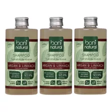 Kit 3 Shampoo Boni Natural Argan E Linhaca 500 Ml