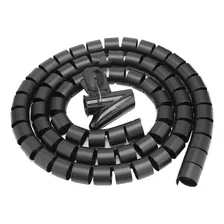 Organizador De Cables Flexible En Espiral, Color Negro, 1,5