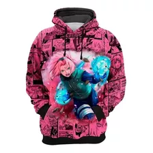 Moletom Blusa Rosa Sakura Haruno Byakugou Full 3d