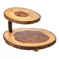 Lipper Internacional 1024 Acacia 2-tier Corteza De Árbol Del