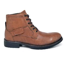 Bota Coturno Couro Ecológico Masculino Sintetico Camel