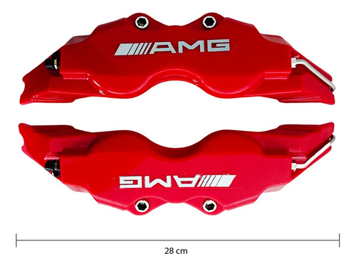 Par (2) Cubre Caliper Mercedes Benz Amg 28cm Rojo Foto 2