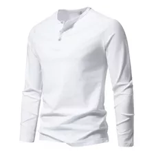 Playera Manga Larga Camiseta Henley Casual Para Hombre