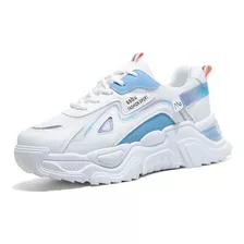 Zapatos Tenis De Plataforma Blanca De Moda Para Mujer