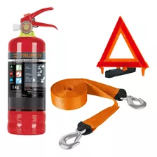 Kit Correa De Remolque + Extintor 1kg + Triangulo Seguridad