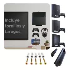 Kit Soporte Pared Ps4 Slim Fat Pro + Porta Juego Y Auricular