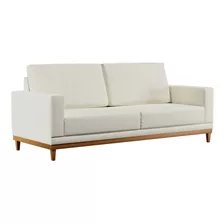 Sofá Living 180cm 3 Lugares Kayrós D05 Linho Cru - Mpozenato Cor Creme Desenho Do Tecido Liso