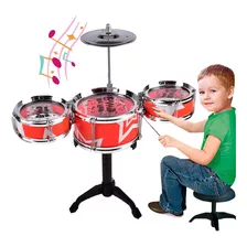 Bateria Musical Infantil Com Baqueta Brinquedo Menino Menina