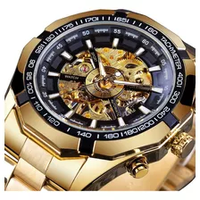 Reloj Forsining Mecánico Dorado Para Hombre Acero Inoxidable