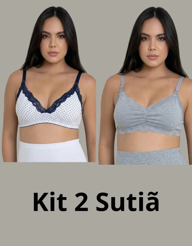 Kit 2 Sutiã Amamentar Gestante Conforto Praticidade 44 Ao 52
