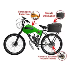 Bicicleta Motorizada 100cc 52 Fr Disk/susp Cargo Rocket Cor Verde Kawazaki