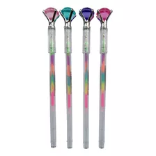 Lapicera Birome Diamante Set X4 Surtido Multicolor Escolar