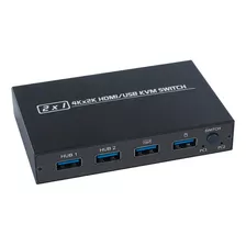 Switch Kvm Kceve De 2 Puertos Hdmi 4k Usb-c + 2 Set Cables