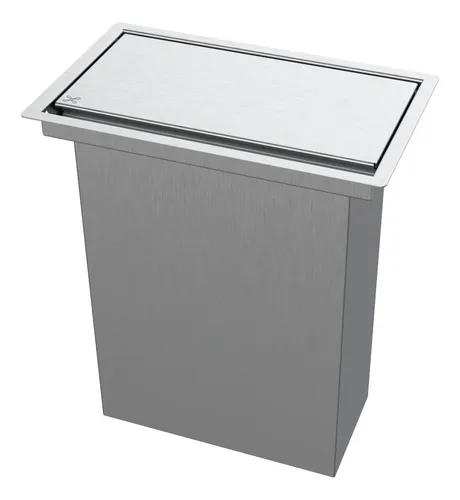 Lixeira Retangular De Embutir Bancada Inox 4,1 L Cinza