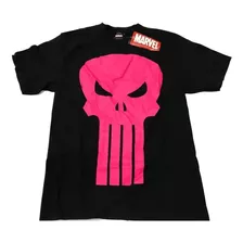 Playera Negra Marvel The Punisher Logo Rosa Netflix Original