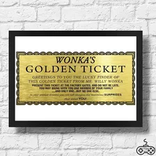 Quadro Moldura Wonka's Golden Ticket #5 - A3 45x33cm