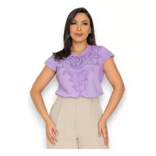 Blusa Feminina Plus Size Social Elegante Renda Sku:bp104