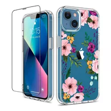 Funda Para iPhone 13 Transparente Delgada Flores Resistente