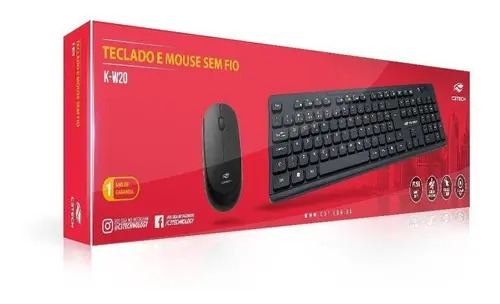 Kit De Teclado E Mouse Sem Fio K-w20 C3tech Preto