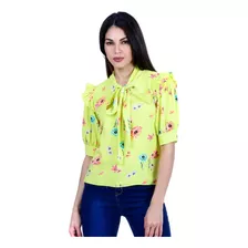 Lo140 Hermosa Blusa Camisa Manga Corta Floreada Primaveral P