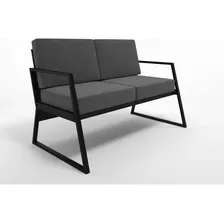 Sofa Industrial Ferro E Madeira Estofado Vintage Estilo Nórdico Hiper Moderno E-led Preto Com Cinza