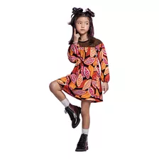 Vestido Infantil Infantil Longo Preto Frutas - Nanai