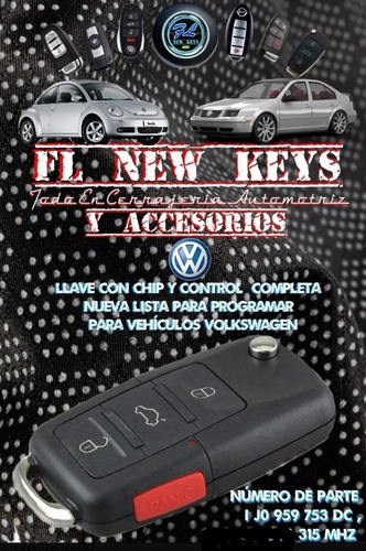 Llave Control Y Chip Vw Jetta,beetle,golf,passat,polo, Dc 2002 A 2010 Frecuencia 315 Mhz Tp08 Foto 2