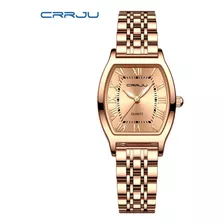 Relógio Feminino Crrju, Pulseira De Aço, Relógios Quadrados