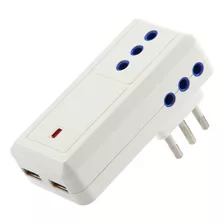 Adaptador Triple Con 2 Usb Blanco Halux